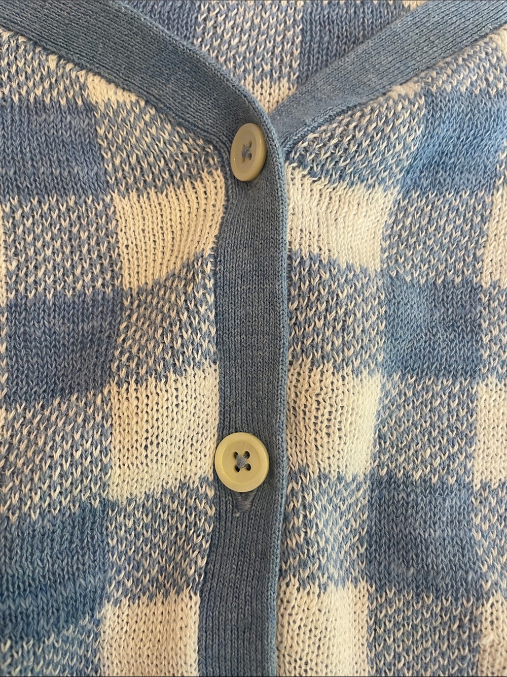 NWT Ralph Lauren Gingham Light Blue & White Short Sleeve Knit Cardigan - Picture 4 of 14
